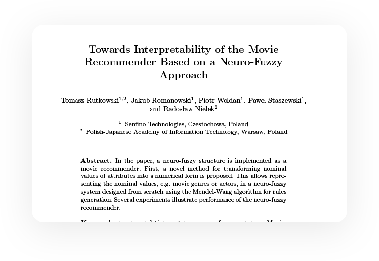 Towards Interpretability of the Movie Recommender Based on Neuro-Fuzzy Approach